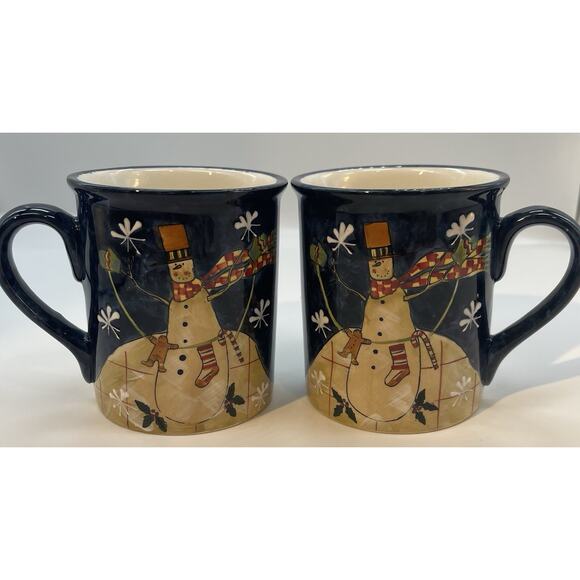 2 Vintage Certified International Susan Winget Christmas Snowman Mugs EUC - Picture 1 of 1